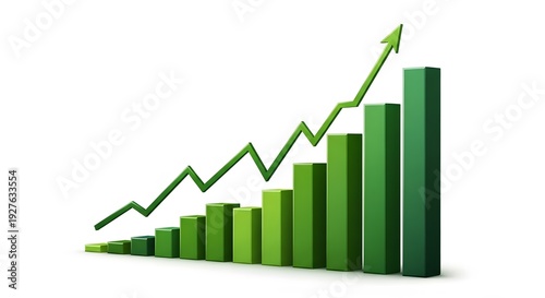 A green 3d bar chart with an upward trending line graph and arrow Free Download A green 3d bar chart with an upward trending line graph and arrow - GFXLoad