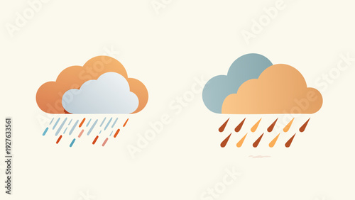 Cloud icons representing different weather conditions with rain