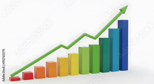 A colorful bar graph with a green line showing an upward trend and growth Free Download A colorful bar graph with a green line showing an upward trend and growth - GFXLoad