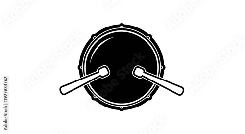 Drum with Mallets Illustration Simple Design.