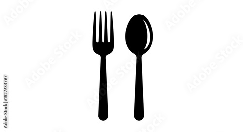 Fork and Spoon Cutlery Silhouette Illustration.