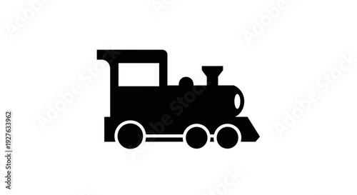 Vintage Train Engine Silhouette Icon.