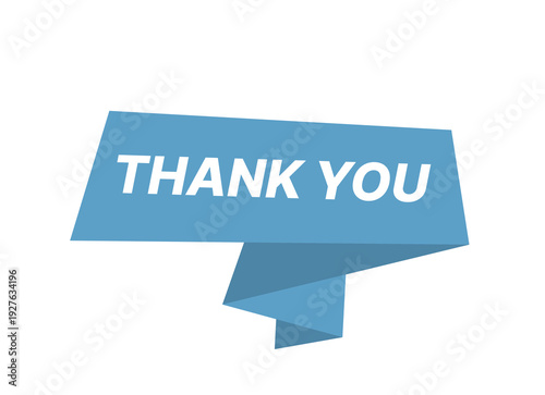 Thank you blue sticker sign isolated on white background, clean vector design for gratitude message, appreciation label, customer feedback, packaging, branding, stationery, and social communication
