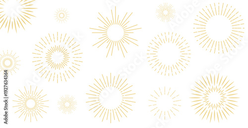 Celebration gold fireworks party border background decoration isolated on white background, festive decorative frame for holidays, events, invitations, banners, posters, and special occasion design