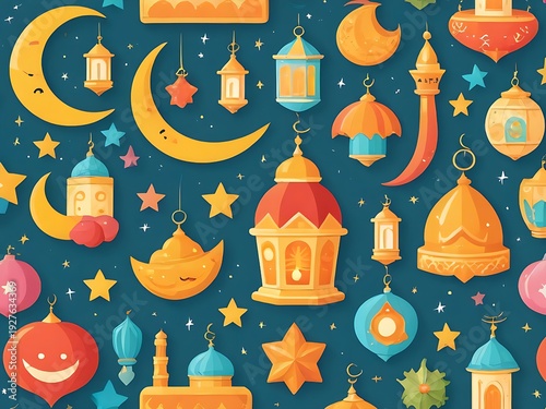 Set of Eid festival icons
