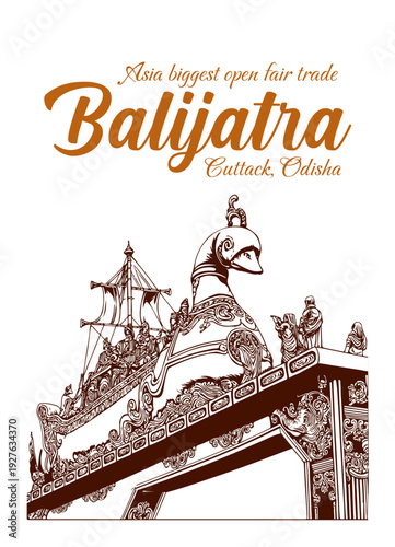 Traditional Balijatra Festival Gate with Boita Boat and Kartika Purnima Celebration Heritage Design 