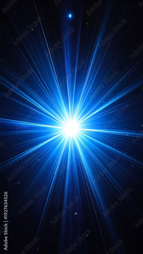 Fototapeta premium A bright blue star shining in a dark space