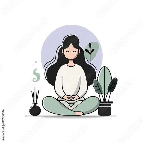 Serene woman meditating in a peaceful environment, embracing tranquility and mindfulness through yoga and relaxation techniques