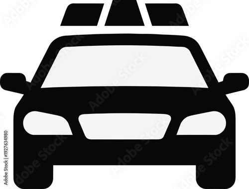 Emergency Vehicle Icon Set Featuring Police Car, Fire Truck, Ambulance, Bus, Law Enforcement Badge, Detective, Handcuffs, and Justice Scale Symbolst