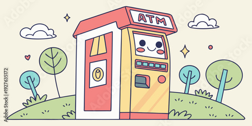 A vibrant and whimsical illustration of a small house with a red roof and a chimney Vector