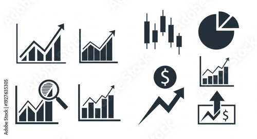 Financial charts and graphs representing business growth and market analysis.