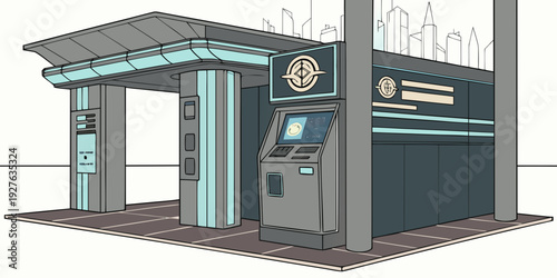 Modern architectural design featuring a unique combination of glass and metal elements Vector