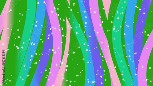 Vibrant stripes on a background with colorful patterns and dots creating a lively abstract illustration