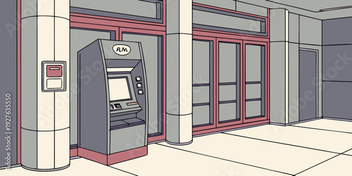 A person entering a building through a set of automatic sliding glass doors Vector