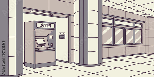 A detailed sketch of a hallway with doors and windows in a building Vector