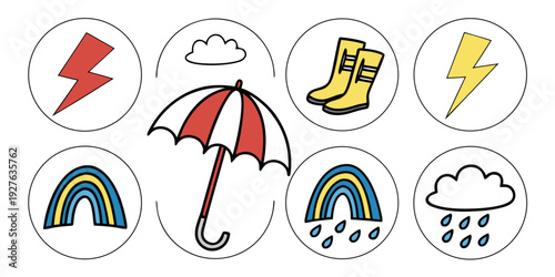 A collection of diverse weather icons showcasing various conditions and activities Vector