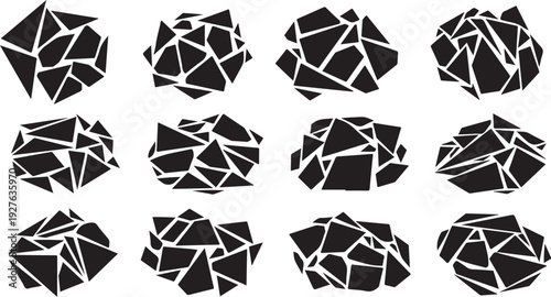 Black and white geometric shapes on a white background