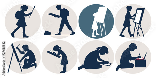 Winter sports and activities illustrated in a circular arrangement Vector