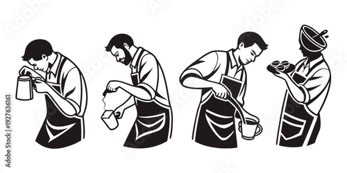 A sequence of illustrations depicting a person performing various yoga poses. Vector