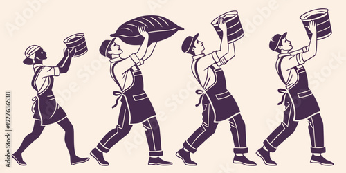 People walking in the rain with umbrellas on a city street Vector