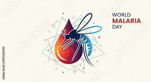 World malaria day awareness graphic with mosquito on blood drop