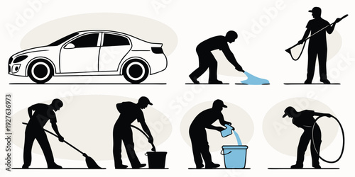 Illustrations of people performing various activities and tasks Vector