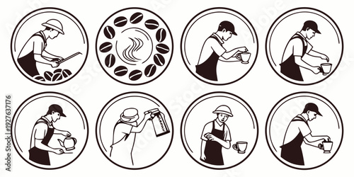 A diverse collection of icons representing various activities and objects. Vector