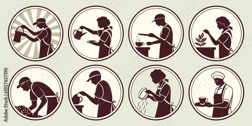 A series of illustrations depicting various stages of a person's life from infancy to old age. Vector