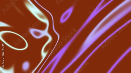 Abstract design with flowing curves on a vibrant red background with purple and yellow highlights