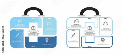 Vector plus infographic set, medical diagram, healthcare graph, hospital presentation, emergency chart. Medicine doctor logo. Concept with 4 options, parts, steps, processes. editable vector