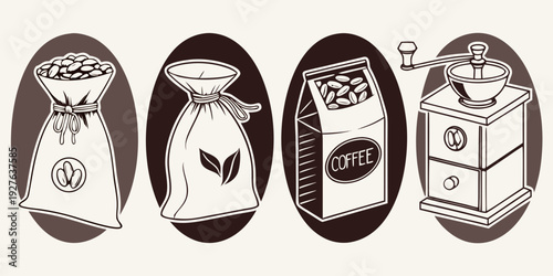 Four distinct faces with unique expressions and features Vector