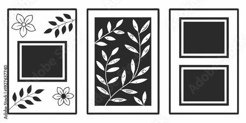 Three distinct artworks showcasing unique patterns and designs on square canvases Vector