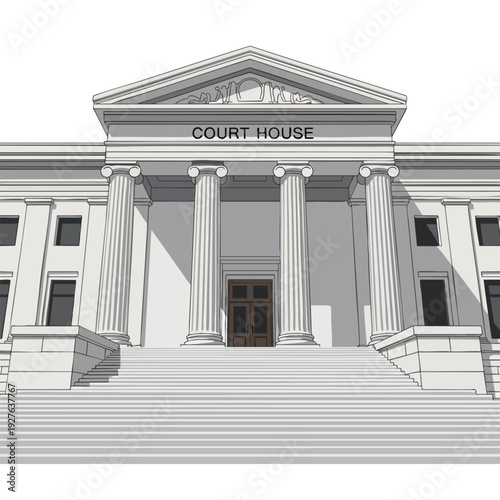 Elegant Courthouse Building with Classic Architecture and Grand Entrance