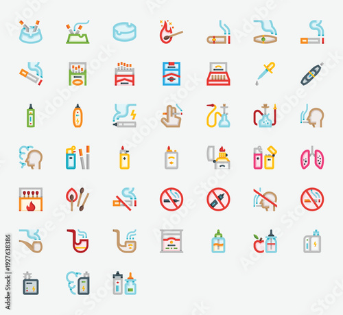 Smoking Color Icon Set