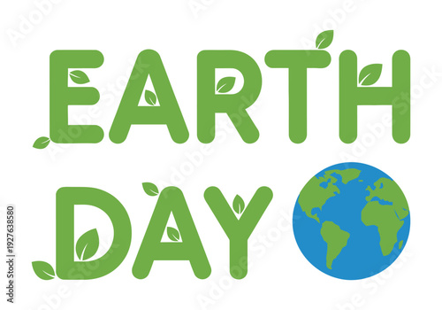 Celebrating earth day with a vibrant globe and leafy text design