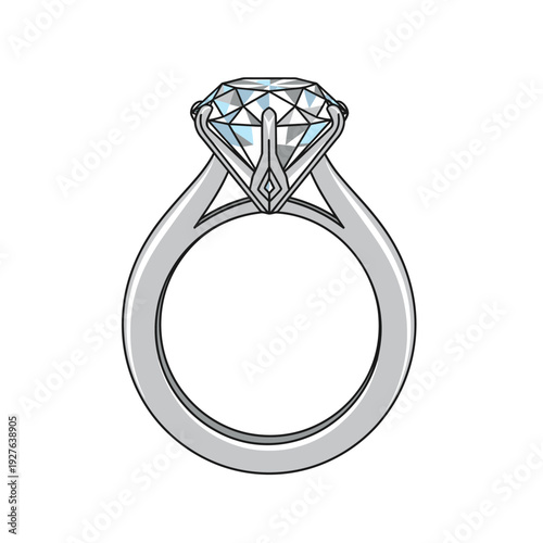 Elegant diamond engagement ring illustration on white background, perfect for design.