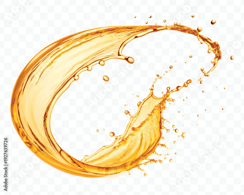 realistic dynamic smooth liquid oil splash in mid air cut out and circle style isolated on transparent background 