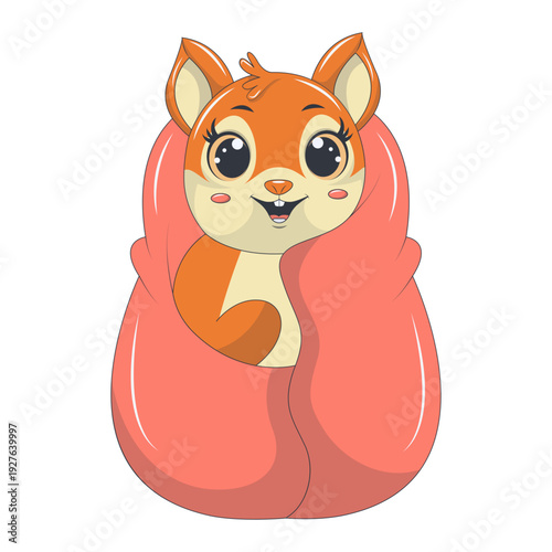 Funny Squirrel Cartoon Character. Isolated on White Background. Vector Illustration.