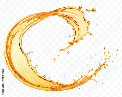 realistic dynamic smooth liquid oil splash in mid air cut out and circle style isolated on transparent background 