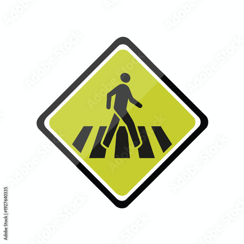 Pedestrian Crosswalk Sign on Green Background for Road Safety