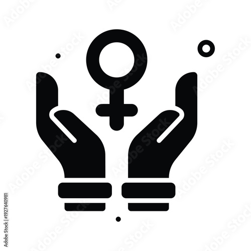 Modern glyph icon of woman protection for womens day celebration
