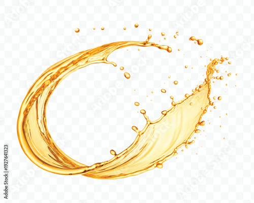 realistic dynamic smooth liquid oil splash in mid air cut out and circle style isolated on transparent background 