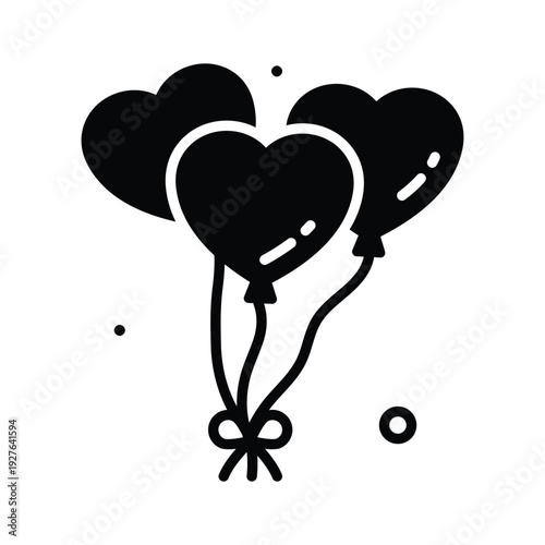 Glyph icon of balloons for women's day celebration