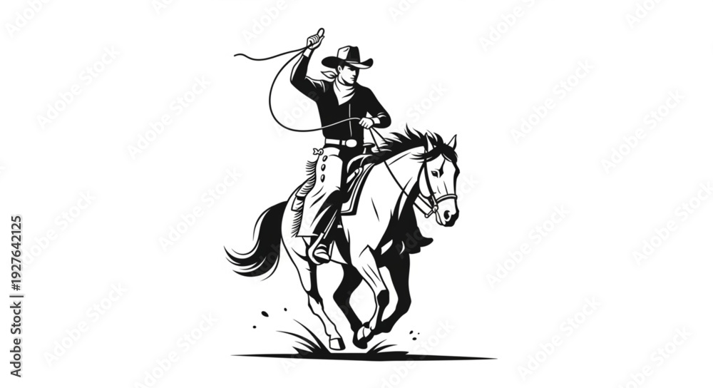 custom made wallpaper toronto digitalCowboy riding a horse and cracking a whip.