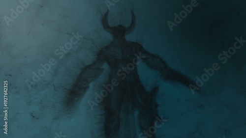 3d Animation of a demon built from dark particles