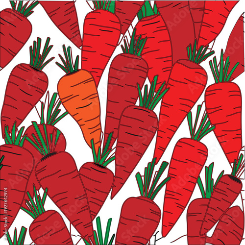 Vector illustration featuring a vintage autumn pattern with carrots for a decorative wallpaper texture