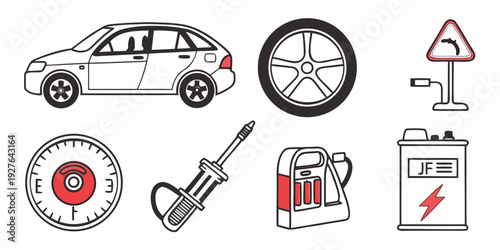 Assorted road signs and symbols representing driving and traffic regulations Vector