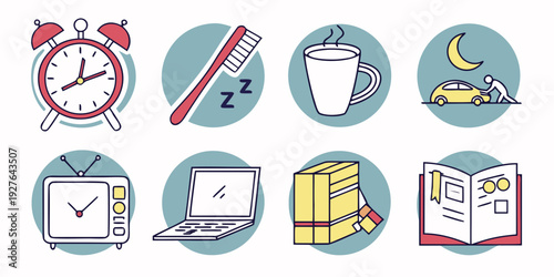 Assorted icons representing various activities and subjects Vector