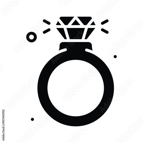 Elegant glyph icon of diamond ring for womens day celebration