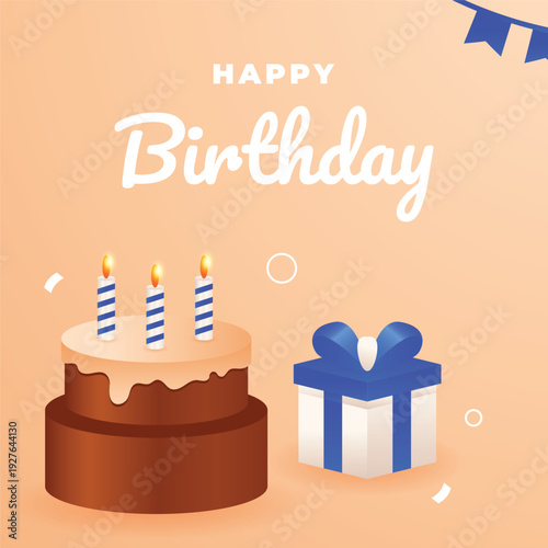 Realistic Birthday Greeting Card Background Design for Events